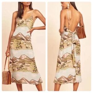 Reformation Dietrich Mountain Landscape Midi Dress Size 2